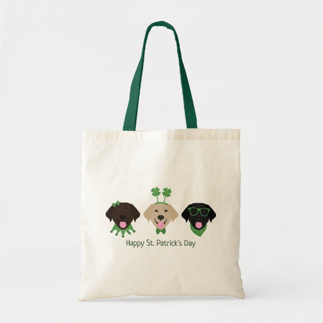 Happy St Patricks Day Labrador Retriever Dogs Tote Bag (Front)