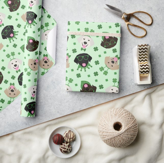 Happy St Patricks Day Labrador Retriever Dogs Wrapping Paper (Crafts)