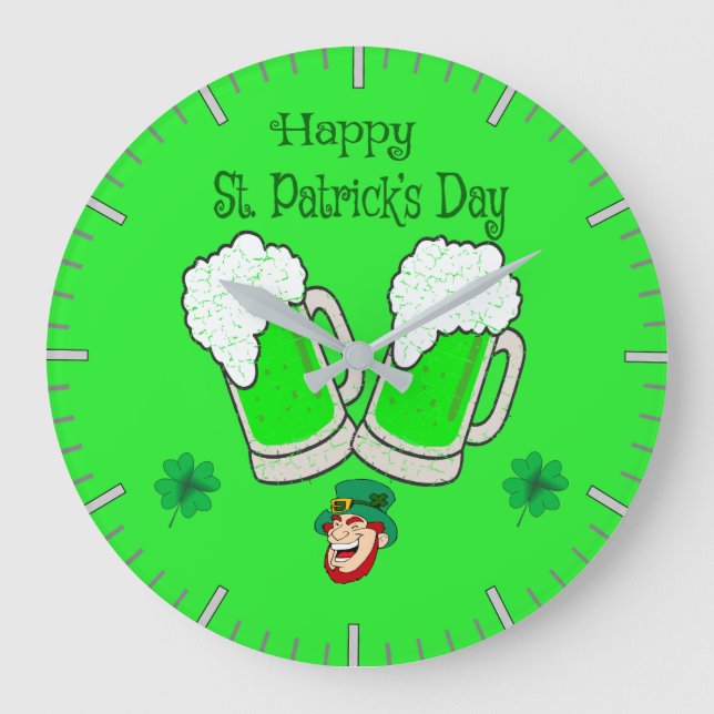 Happy St. Patrick's Day Large Clock (Front)