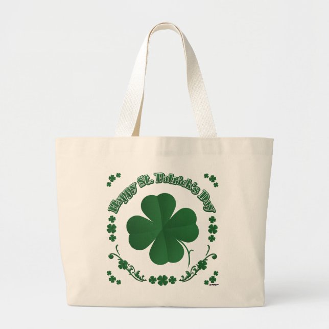 Happy St. Patrick's Day Large Tote Bag (Front)