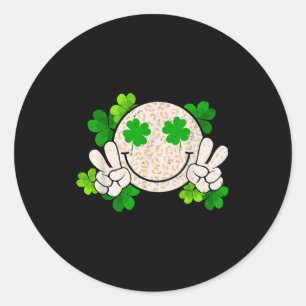 Happy St Patrick's Day Leopard Smile Face Irish Sh Classic Round Sticker