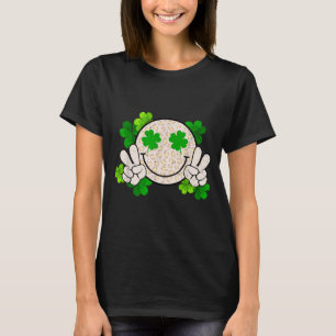 Happy St Patrick's Day Leopard Smile Face Irish Sh T-Shirt
