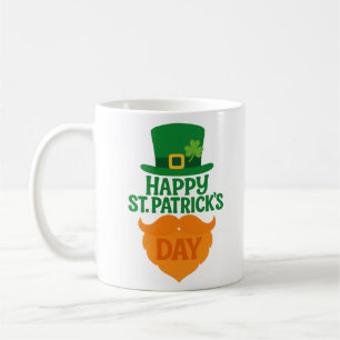 Happy St Patricks Day Leprechaun Beard and Hat Coffee Mug