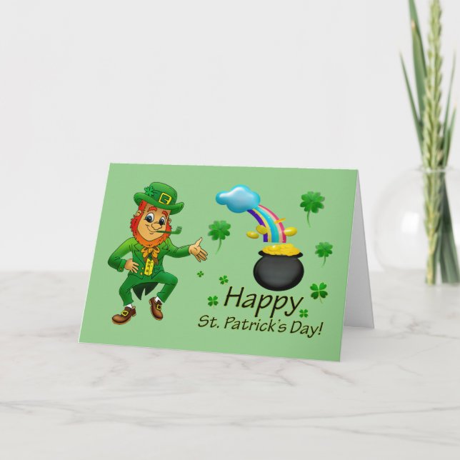 Happy St. Patrick's Day Leprechaun Card (Front)