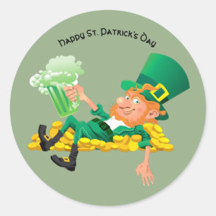 Happy St. Patrick's Day Leprechaun Classic Round Sticker