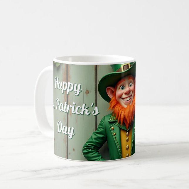 Happy St. Patrick's Day Leprechaun Coffee Mug (Front Left)