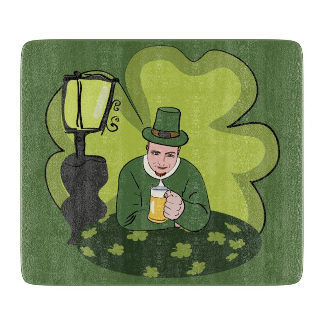 "HAPPY ST. PATRICK'S DAY" LEPRECHAUN CUTTING BOARD (Front)