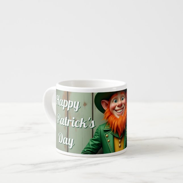 Happy St. Patrick's Day Leprechaun Espresso Cup (Front Left)
