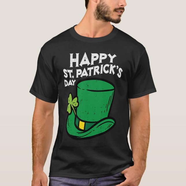 Happy St Patricks Day Leprechaun Hat Irish Men Wom T-Shirt (Front)
