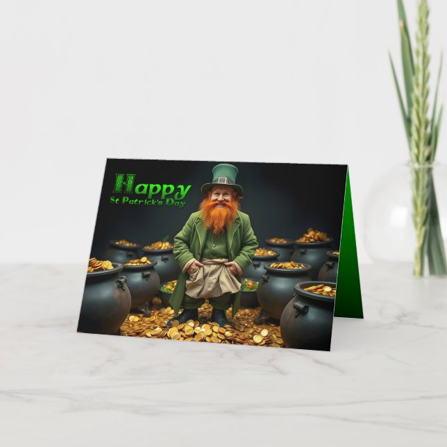 Happy St Patrick's Day Leprechaun HGC02 Card (Front)