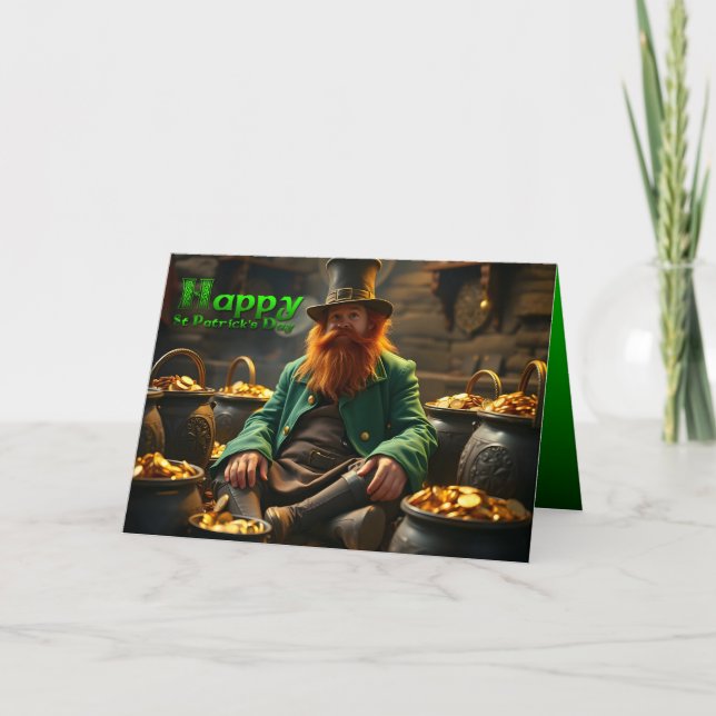 Happy St Patrick's Day Leprechaun HGC03 Card (Front)