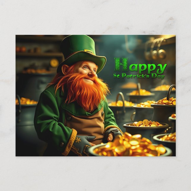 Happy St Patrick's Day Leprechaun HPostC05 Holiday Postcard (Front)