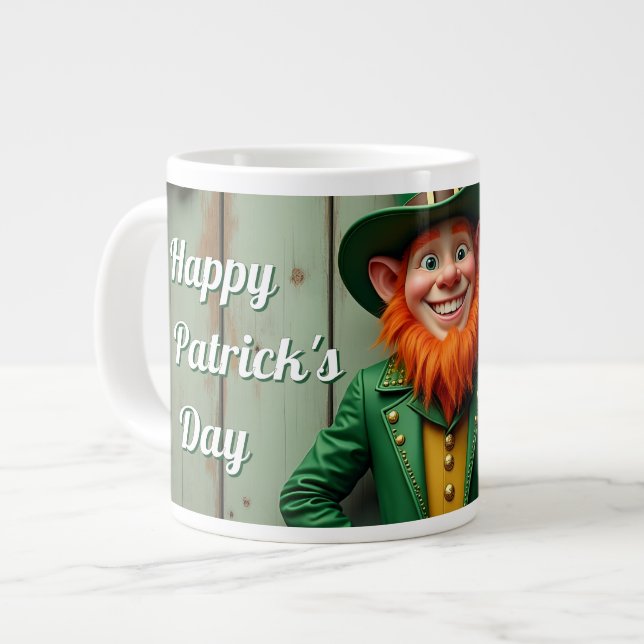 Happy St. Patrick's Day Leprechaun Large Coffee Mug (Front Left)