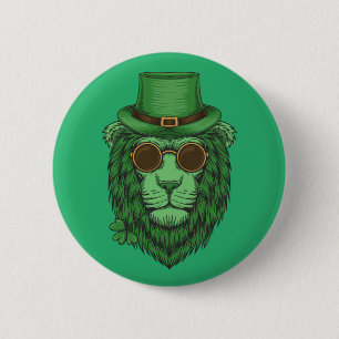 Happy St. Patrick's Day Leprechaun Lion 6 Cm Round Badge