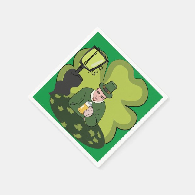 "HAPPY ST. PATRICK'S DAY" LEPRECHAUN NAPKIN (Corner)