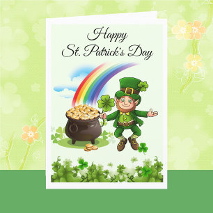 Happy St. Patrick's Day Leprechaun Rainbow Custom Card