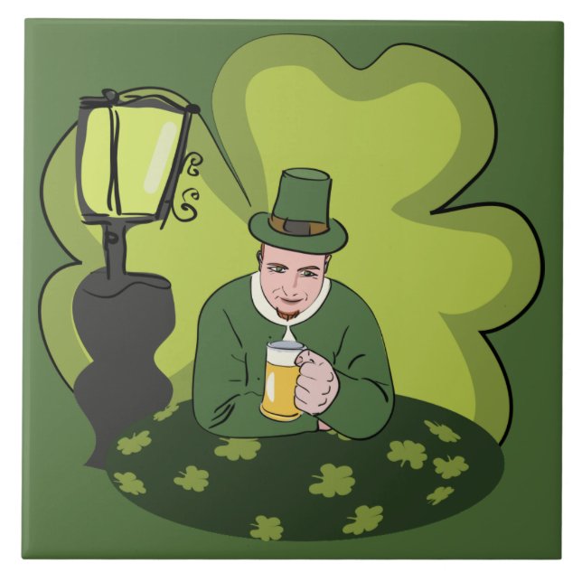 "HAPPY ST. PATRICK'S DAY" LEPRECHAUN TILE (Front)