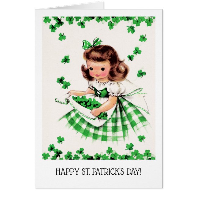 Happy St. Patrick's Day. Little Irish Girl Card (Front)