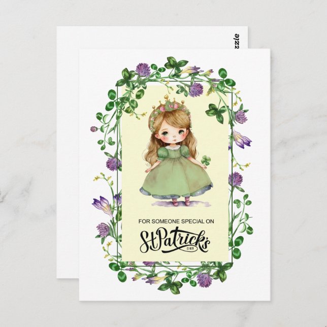 Happy St. Patrick's Day. Little Irish Princess Postcard (Front/Back)