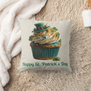 Happy St. Patrick's Day Lucky Cupcake Cushion