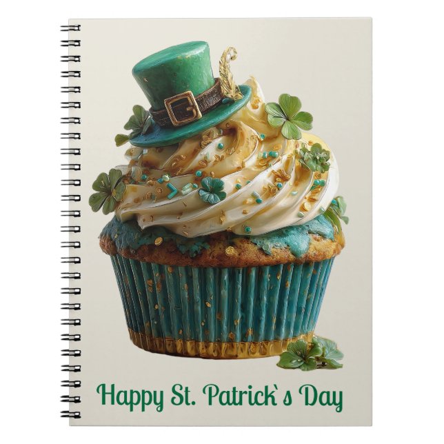 Happy St. Patrick's Day Lucky Cupcake Notebook (Front)