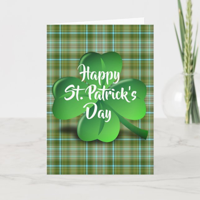Happy St Patricks Day Lucky Green Shamrock Holiday Card (Front)