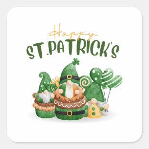 Happy St. Patricks Day -Lucky Irish Clover Party Square Sticker