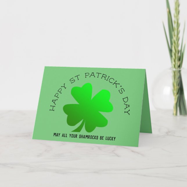 Happy St Patrick's Day lucky shamrock personalised Holiday Card (Front)