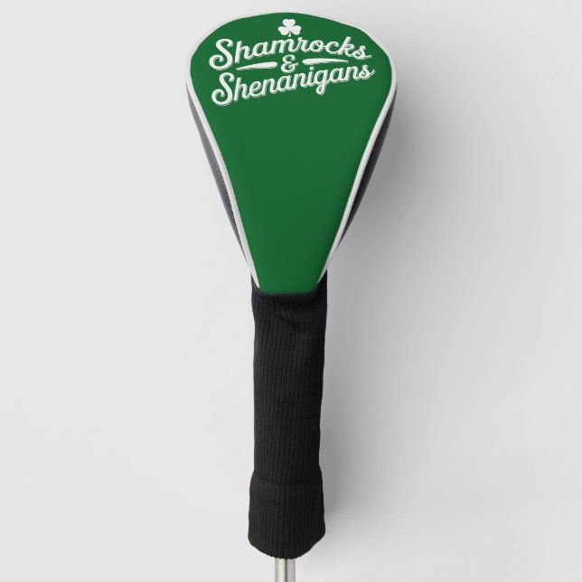 Happy St Patricks Day Lucky Shamrock&Shenanigans Golf Head Cover (Front)