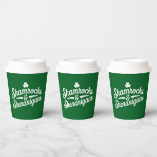 Happy St Patricks Day Lucky Shamrock&Shenanigans Paper Cups