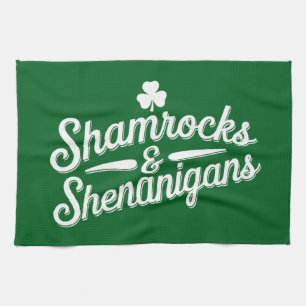 Happy St Patricks Day Lucky Shamrock&Shenanigans Tea Towel