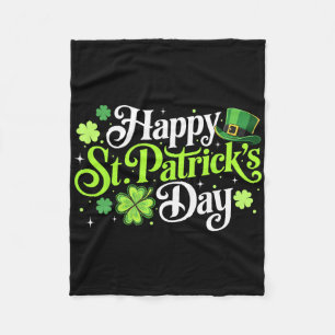 Happy St Patricks Day Lucky Shamrocks Irish Party Fleece Blanket