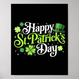 Happy St Patricks Day Lucky Shamrocks Irish Party Poster