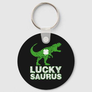 Happy St Patricks Day Luckysaurus Dinosaur Shamroc Key Ring
