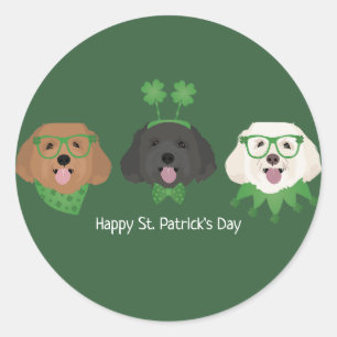 Happy St Patricks Day Maltipoo Dogs Classic Round Sticker