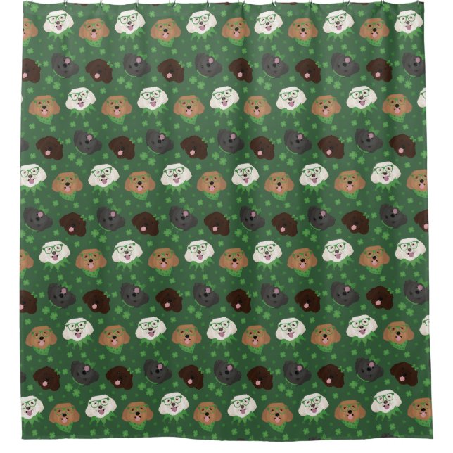 Happy St Patricks Day Maltipoo Dogs Shower Curtain (Front)