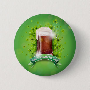 Happy St. Patrick's Day Mug of Beer 6 Cm Round Badge