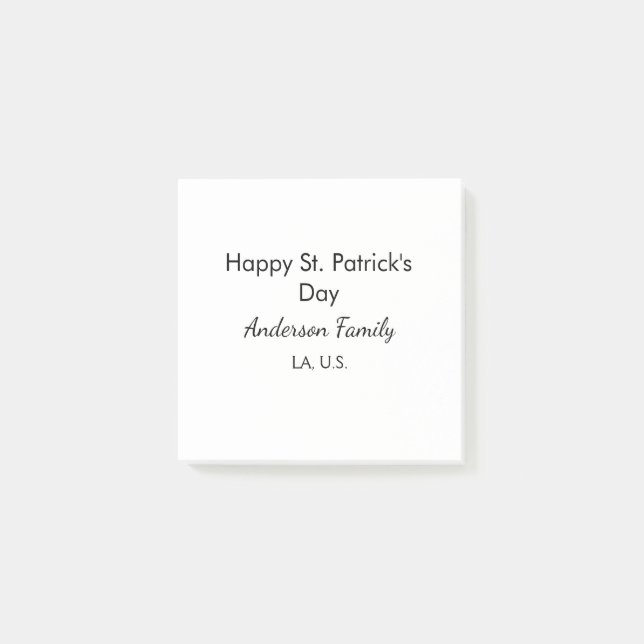 Happy st. Patrick's day name family place simple g Post-it Notes (Front)