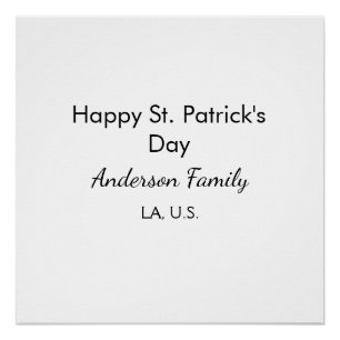 Happy st. Patrick's day name family place simple g Poster
