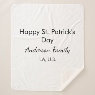 Happy st. Patrick's day name family place simple g Sherpa Blanket