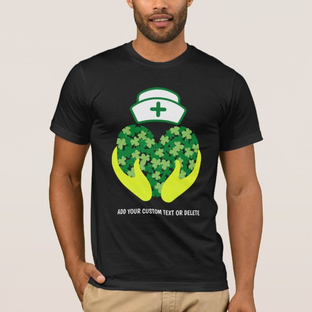 Happy St Patrick's Day Nurse Shamrock Clover T-Shirt (Front)