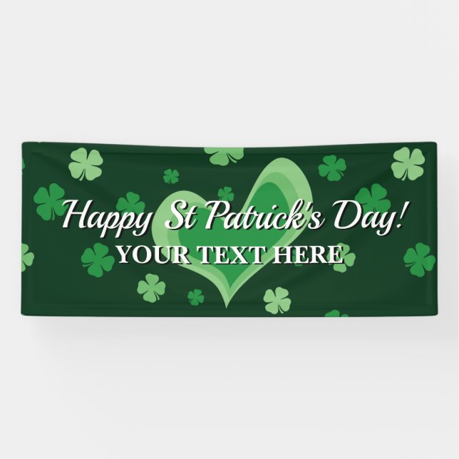 Happy St. Patrick's Day party banner with clovers (Horizontal)