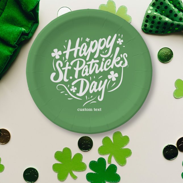Happy St Patricks Day Party Custom Irish Shamrocks Paper Plate (Creator Uploaded)