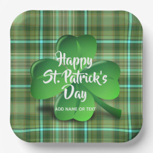 Happy St Patrick's Day Party Shamrock Personalised Paper Plate
