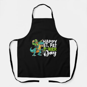 Happy St Patrick's Day Pat T Rex Dinosaur Apron