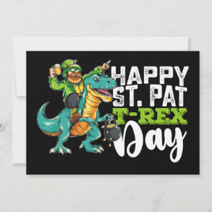 Happy St Patrick's Day Pat T Rex Dinosaur Invitation