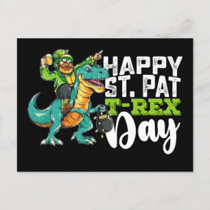 Happy St Patrick's Day Pat T Rex Dinosaur Postcard