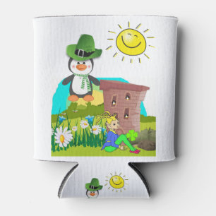 happy st. patrick's day penguin leprechaun can cooler