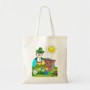 happy st. patrick's day penguin leprechaun tote bag