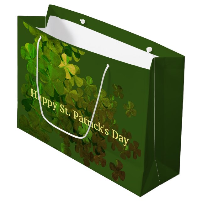 Happy St. Patrick's Day ,personalised Large Gift Bag (Front Angled)